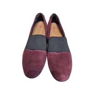 Unstructured By Clarks Aubergine Suede Loafers Women's Size 6.5
